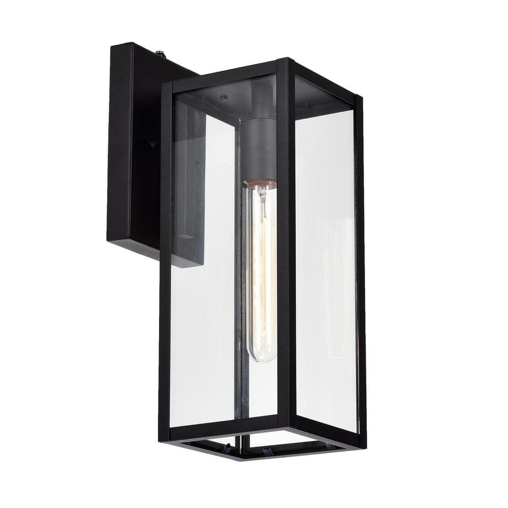 CASAINC 1Light Matte Black Dusk to Dawn Outdoor Wall Lantern Sconce