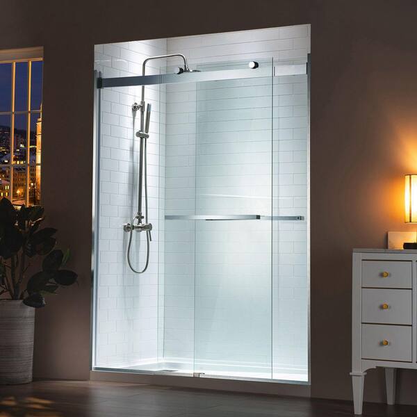 WOODBRIDGE Nutley 48 in. x 76 in. Double Sliding Frameless Shower Door with Shatter Retention