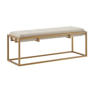 Orrell Brown/Antique Bronze Mid-Century Accent Bench 17.5 in. H x 45 in. W x 15 in. D