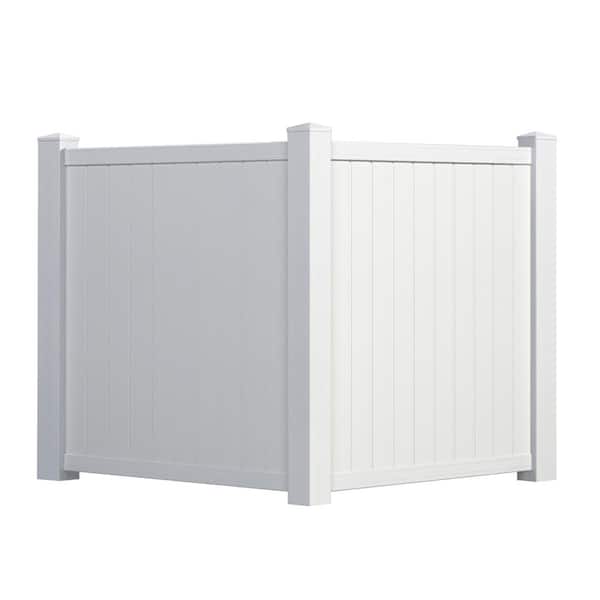 Outdoor Essentials 4.5 ft. H x 3.5 ft. W White Vinyl Privacy Corner Accent Fence Panel Kit