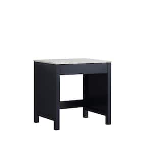 Jacques 30 Inch Single Bathroom Vanity Cabinet with Make-Up Table in Navy Blue