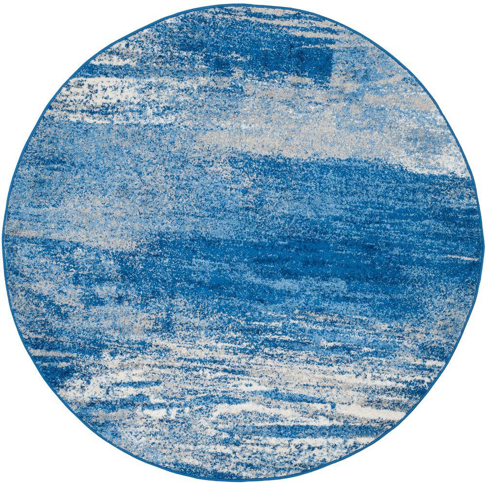 Adirondack Silver/Blue 6 ft. x 6 ft. Round Solid Area Rug price history on PriceWatchPro