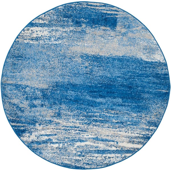 SAFAVIEH Adirondack Silver/Blue 6 ft. x 6 ft. Round Solid Area Rug