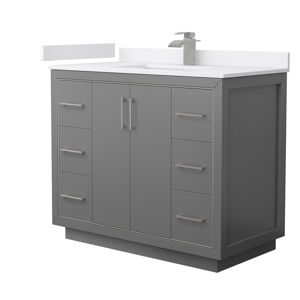 Icon 42 in. W x 22 in. D x 35 in. H Single Bath Vanity in Dark Gray with White Cultured Marble Top price history on PriceWatchPro
