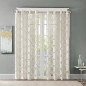 Laya Ivory Rayon/Polyester 50 in. W x 84 in. L Sheer Curtain (Single Panel)