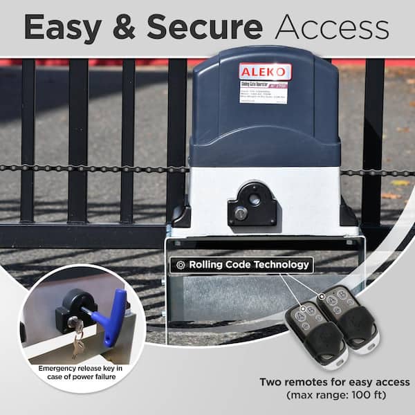 ALEKO AC2700 Automatic Sliding Gate Opener For Sliding Gates Up to 40 ft. Long and 2700 lbs. Upgraded 2024