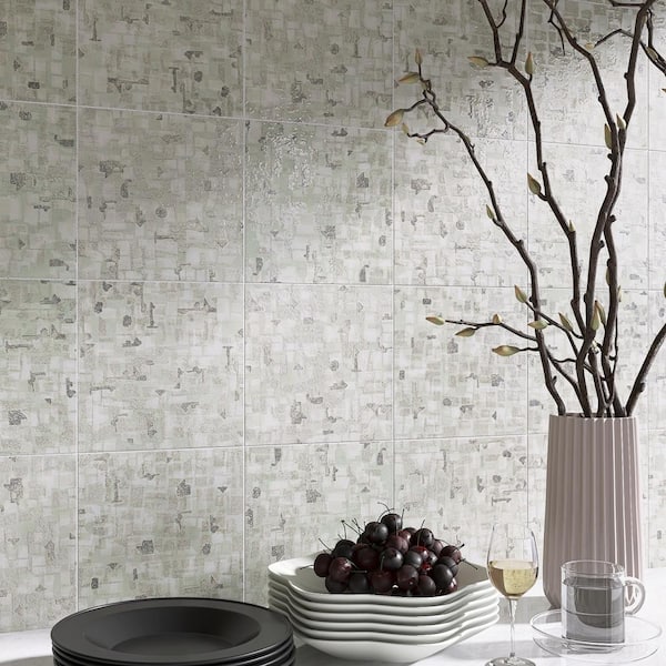 Charlotte Spring Silver Square 8.03 in. x 8.03 in. Textured Porcelain Floor and Wall Tile (11.19 sq. ft./Case)