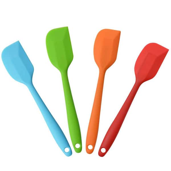 Silicone Red Finish Heat Resistant Non-Stick Flexible Spatula With Stainless Steel Core for Cooking 4 Pack