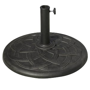 22 in. 41.8 lb. Round Resin Patio Umbrella Base, Market Parasol Holder with Pattern for 1.5 in., 1.89 in. Pole in Bronze