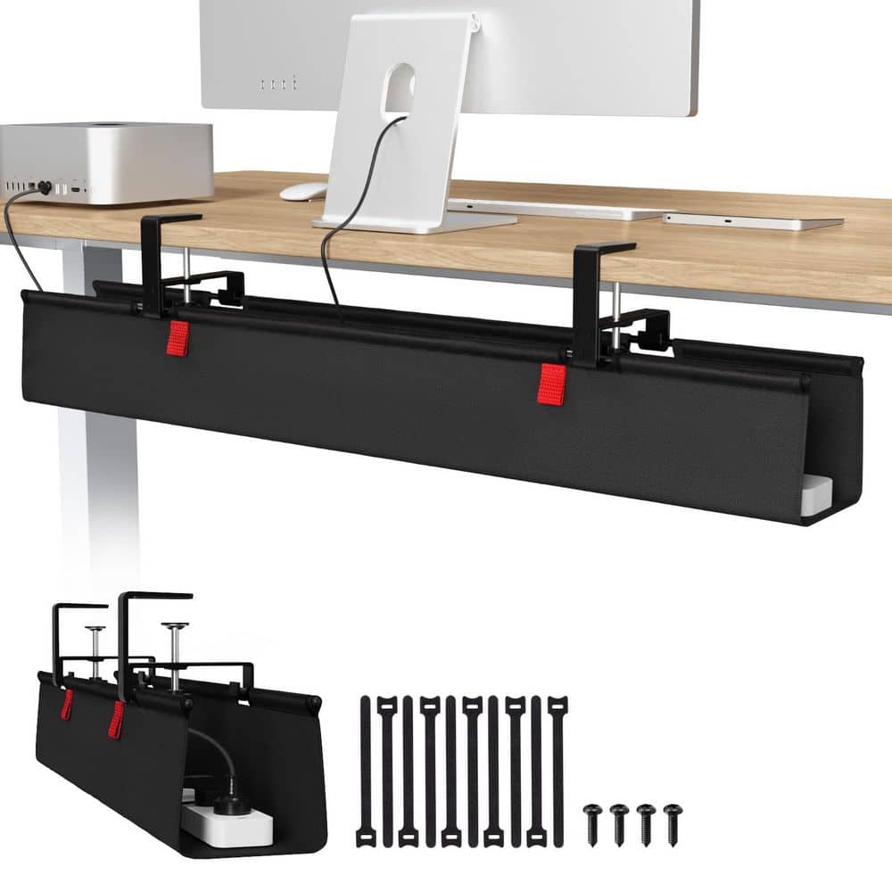 36 in. Black No Drill Under Desk Cable Management Tray, Clamp/Screw Mount Desk Cable Management for Office, Home price history on PriceWatchPro