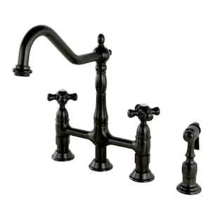 Duchess 2-Handle Bridge Kitchen Faucet with Side Sprayer in Oil Rubbed Bronze