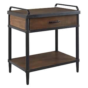 Walker Edison Furniture Company 25 Modern Storage Side Table - Dark Walnut  HD8183 - The Home Depot