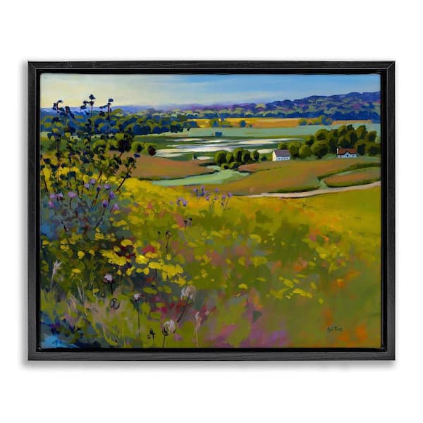 Stupell Industries Country Cottages View by Sri Rao Black Floater Frame Nature Graphic Art Print 25 in. x 31 in.