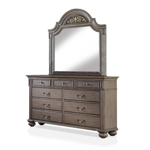 Furniture of America Stablewatch 9-Drawer Gray 64 in. Wide Dresser with Mirror