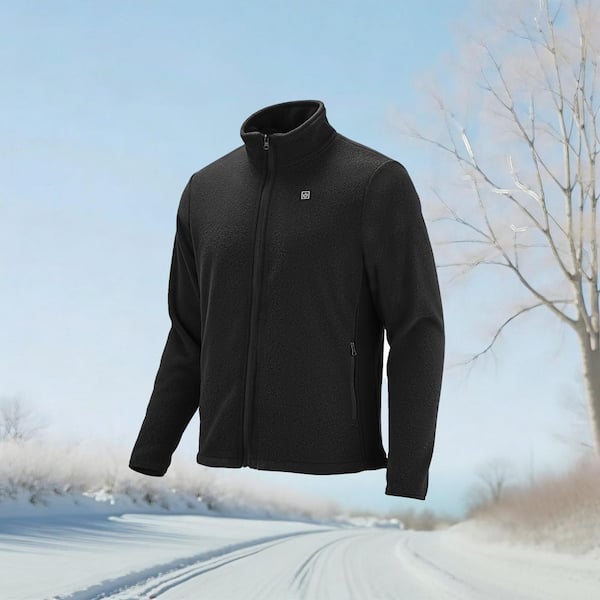 Heated Fleece Jacket for Women, Black, Heated Sweatshirt with 7. 4V 16000mAh Rechargeable Power Bank Pack, Heating Zones