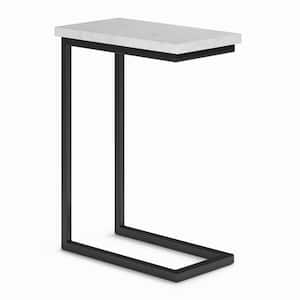 Skyler Industrial 18 in. Wide Metal C Side Table with Marble Top in White, Fully Assembled