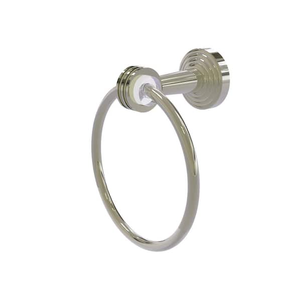 Allied Brass Pacific Beach Collection Wall Mounted Towel Ring with Dotted Accents in Polished Nickel