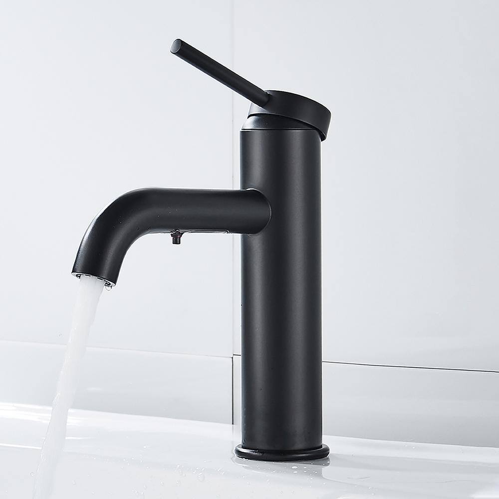 Matte Black Single Handle Deck Mounted Bathroom Faucet