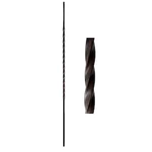 44 in. x 1/2 in. Oil-Rubbed Bronze Single Long Twist Square Base Hollow Wrought Iron Stair Baluster