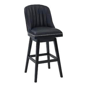 27 in. Black High Back Wood Bar Chair with Upholstery Seat