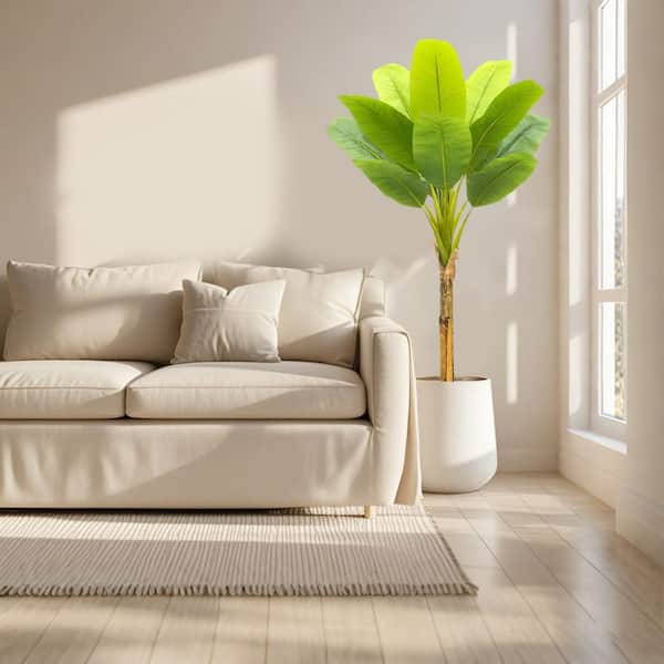 Garvee 6. 2 ft. Artificial Banana Tree, Fake Banana Tree with 10 Large Leaves And Natural Bark Greenery Potted Plant For Home