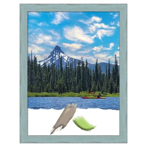 Sky Blue Rustic Wood Picture Frame Opening Size 18 x 24 in.