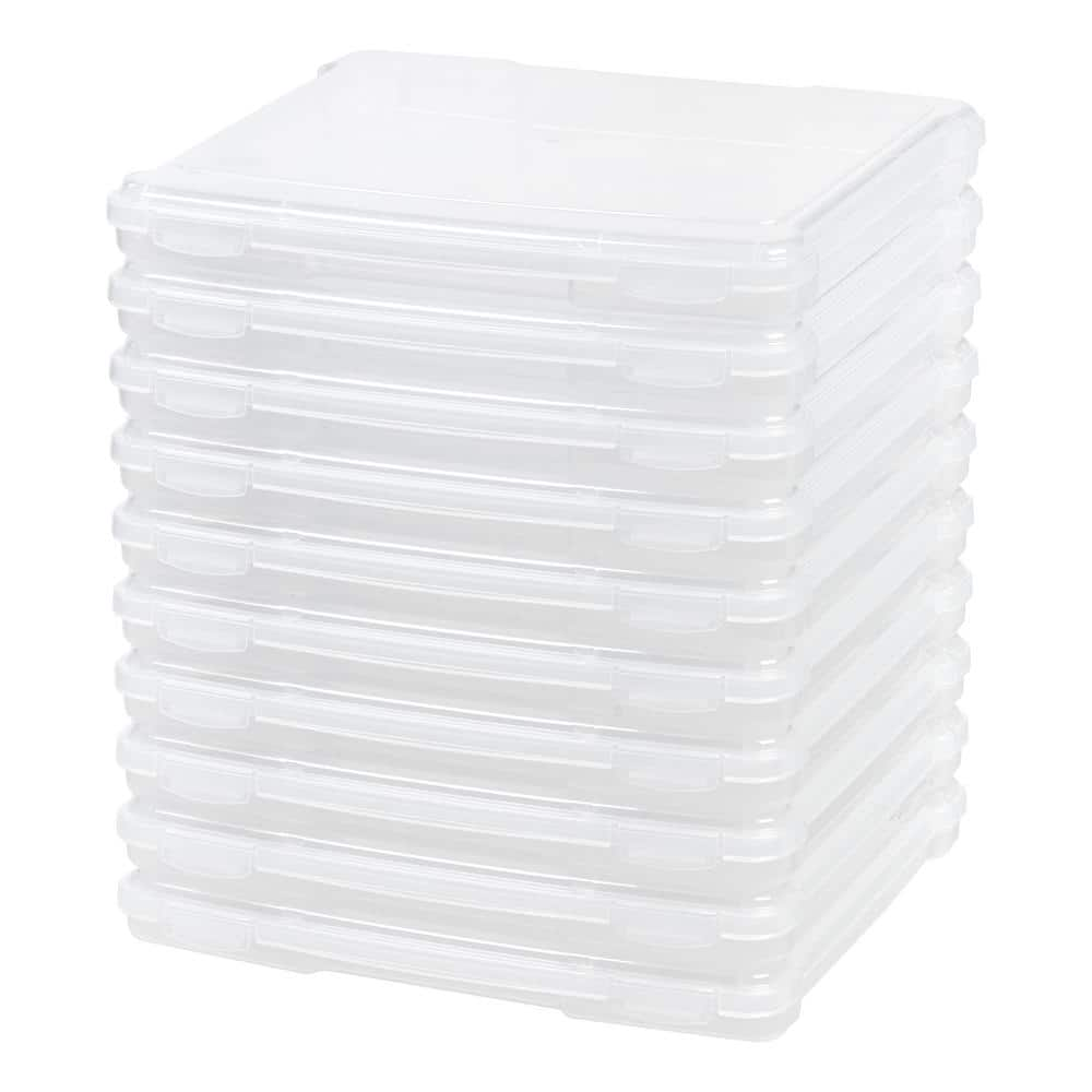 10 Pack 8.5" x 11" Portable Project Case Container with Snap-Tight Latch, Clear