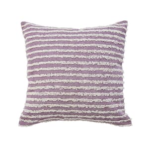 Wispy Ways Lavender Purple/Cream Striped Textured Poly-fill 20 in. x 20 in. Indoor Throw Pillow