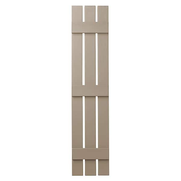 Ply Gem 12 in. x 67 in. Polypropylene 3-Board Open Board and Batten Shutters Pair in Pebblestone Clay