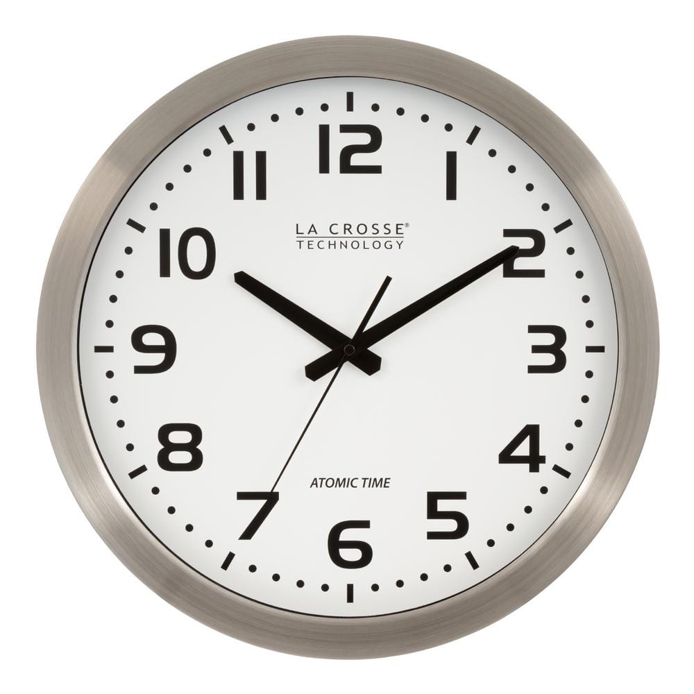 La Crosse Technology 16 in. White Dial Brushed Silver Atomic Analog Wall Clock -  WT-3161WH