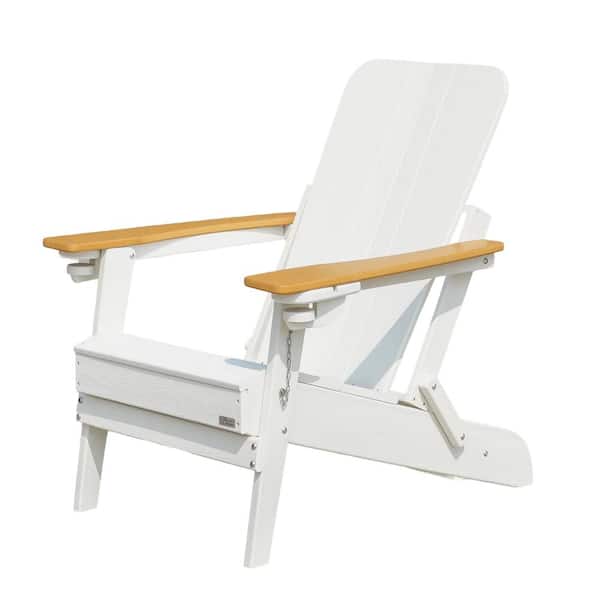 Cubilan Classic White Folding Wood Adirondack Chair (Set of 1) Outdoor Chaise Lounges