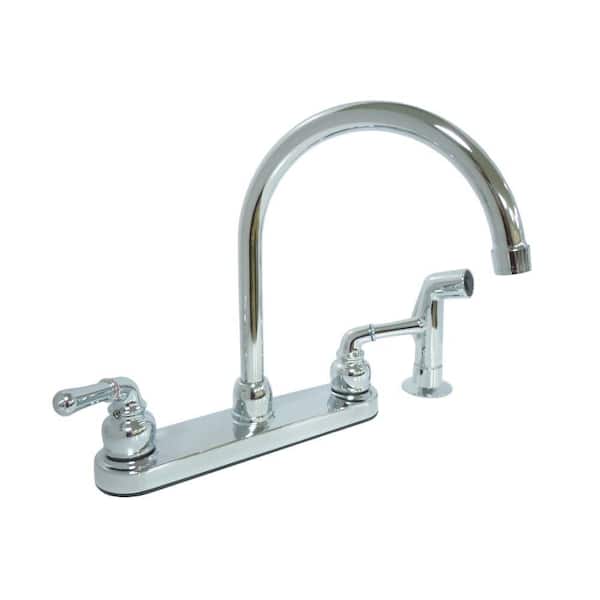 KISSLER & CO Dominion 2-Handle Standard Kitchen Faucet with Side Sprayer in Chrome
