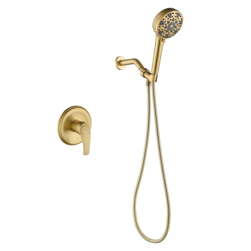 Single Handle 7-Spray Filtered Shower Faucet 1.8 GPM with Pressure Balance Wall Mount Shower Trim Kit in. Brushed Gold price history on PriceWatchPro