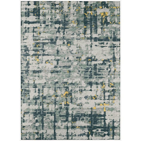 Bravado Gold 9 ft. x 12 ft. Geometric Indoor/Outdoor Washable Area Rug