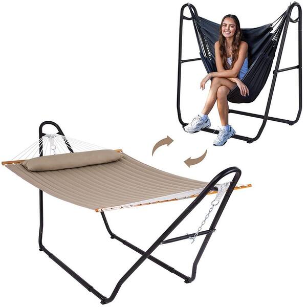 SUNCREAT 12 Ft. 2-In-1 Indoor/Outdoor Hammock Swing Chairs With Stand ...