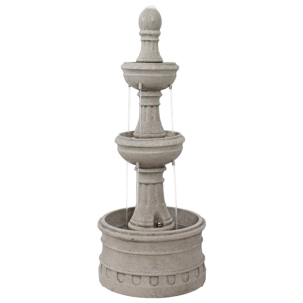 Sunnydaze Cyprus 3-Tier Polyresin Outdoor Fountain - Gray