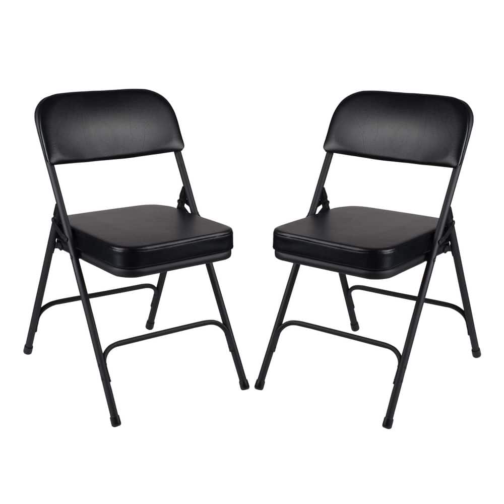 Bernadine Deluxe Vinyl Padded Folding Chair, Black, Pack of 2 price history on PriceWatchPro