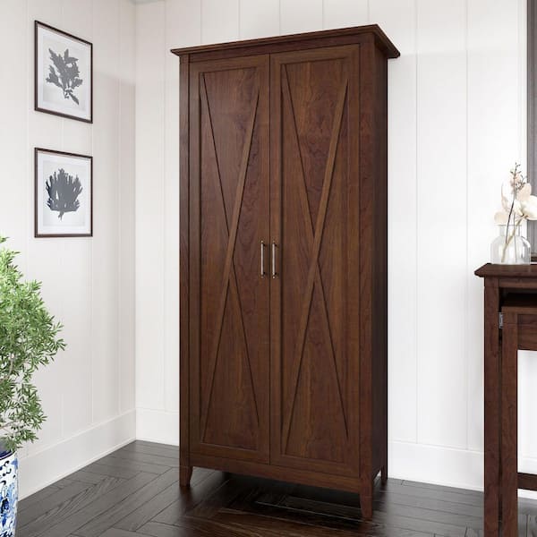 Bush Furniture Key West Bing Cherry 66 in. Accent Storage Cabinet with Doors