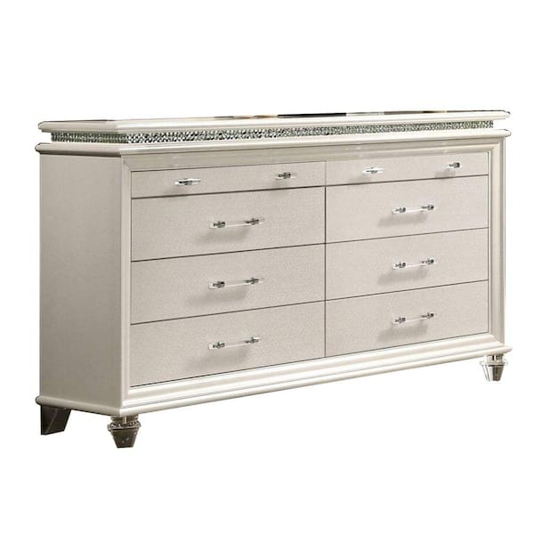 Benjara 63.625 in. White 6Drawer Wooden Dresser Without Mirror