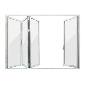 144 in. x 80 in. Right/Outswing White Aluminum Folding Patio Door