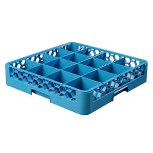 19.75x19.75 in. 16-Compartment Glass Rack (for Glass 4.19 in. Diameter, 3.19 in. H) in Blue (Case of 6)