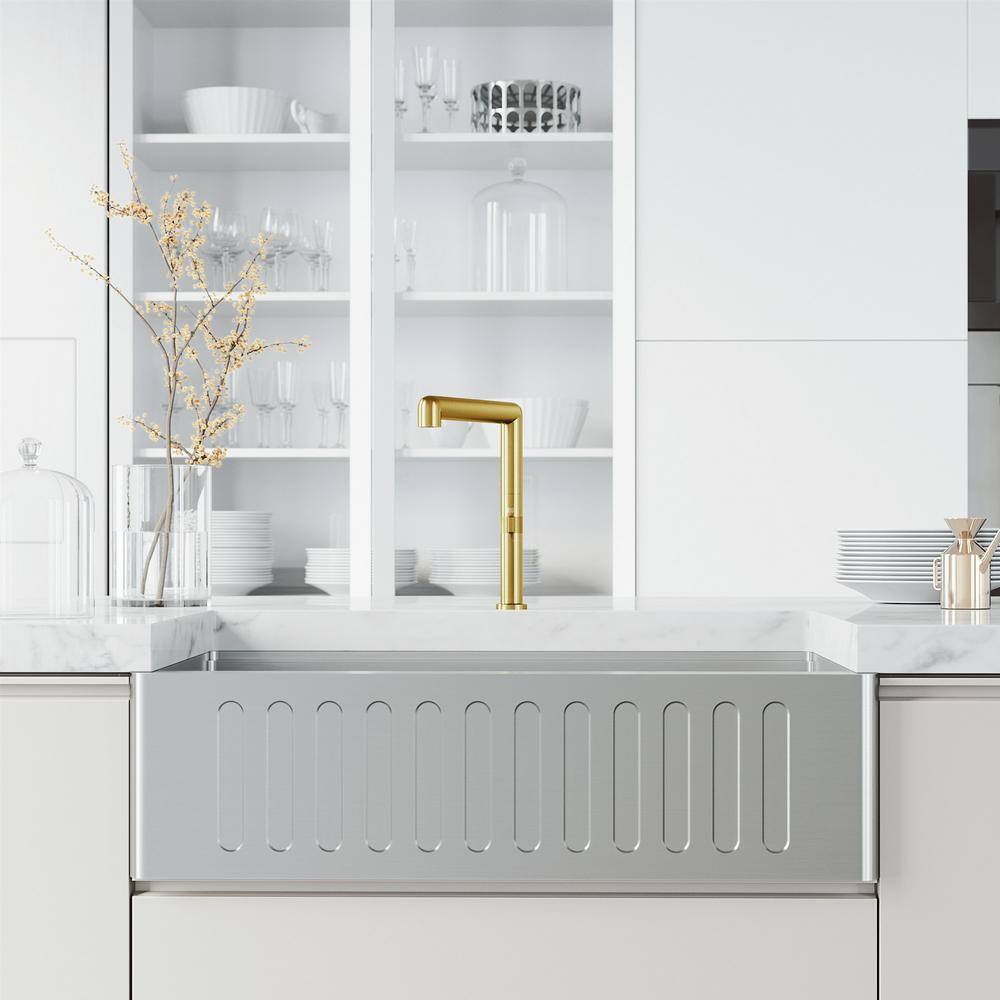 Jewel 11" Brushed Gold Single Handle Kitchen Faucet