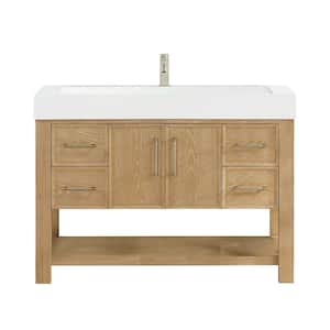 Vera 47.4 in.W x 19.7 in.D x 33.9 in.H Single Sink Bath Vanity in Ash Grey with White Composite Sink Top