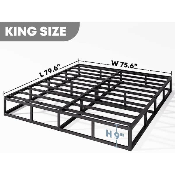HOMZENE - 9 in. King Size Box Spring with Metal Structure, Mattress Foundation with Frabric Cover, Easy Assembly and No Squeak
