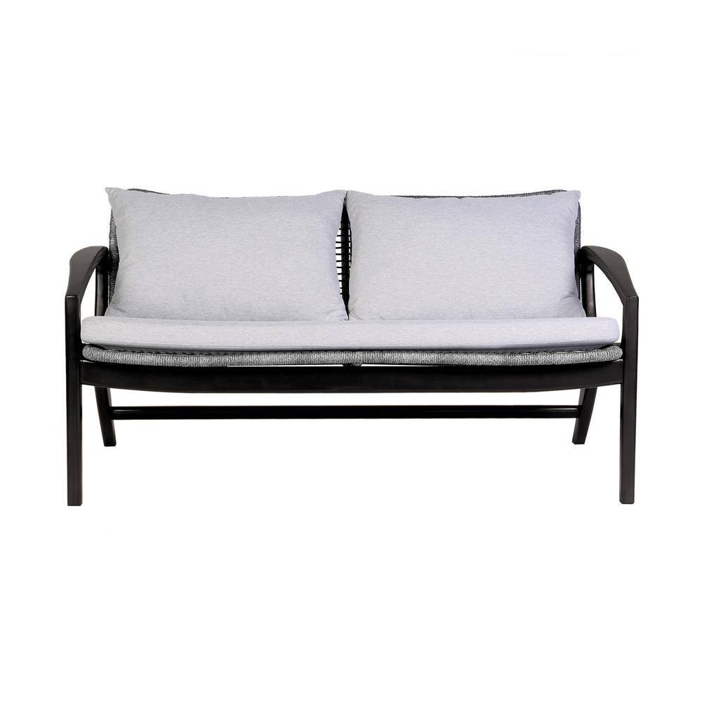 Beckham Dark Eucalyptus Wood Outdoor Sofa with White Cushions