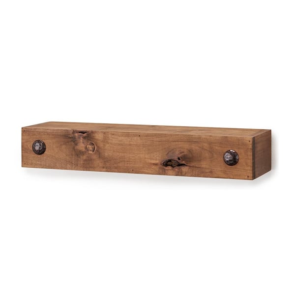 6.25 in. x 24 in. x 4 in. Walnut Floating Shelf w/Clavos