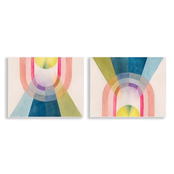 Stupell Industries Retro Pastel Structured Shapes by Grace Popp 2 Pieces Unframed Abstract Graphic Art Print 11 in. x 14 in.