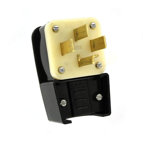 30 Amp 120/208-Volt 3-Phase Straight Blade Non-Grounding Plug, Black/White 8332-P