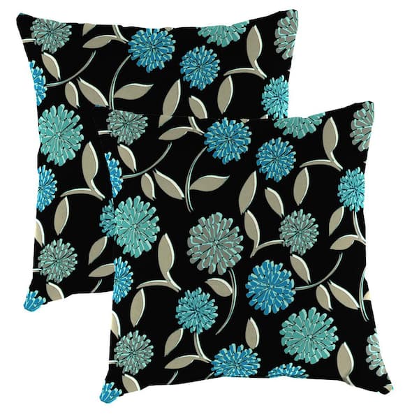 Jordan Manufacturing 22 in. L x 22 in. W x 8 in. T Square Outdoor Throw Pillow in Rockwell Lead (2-Pack)