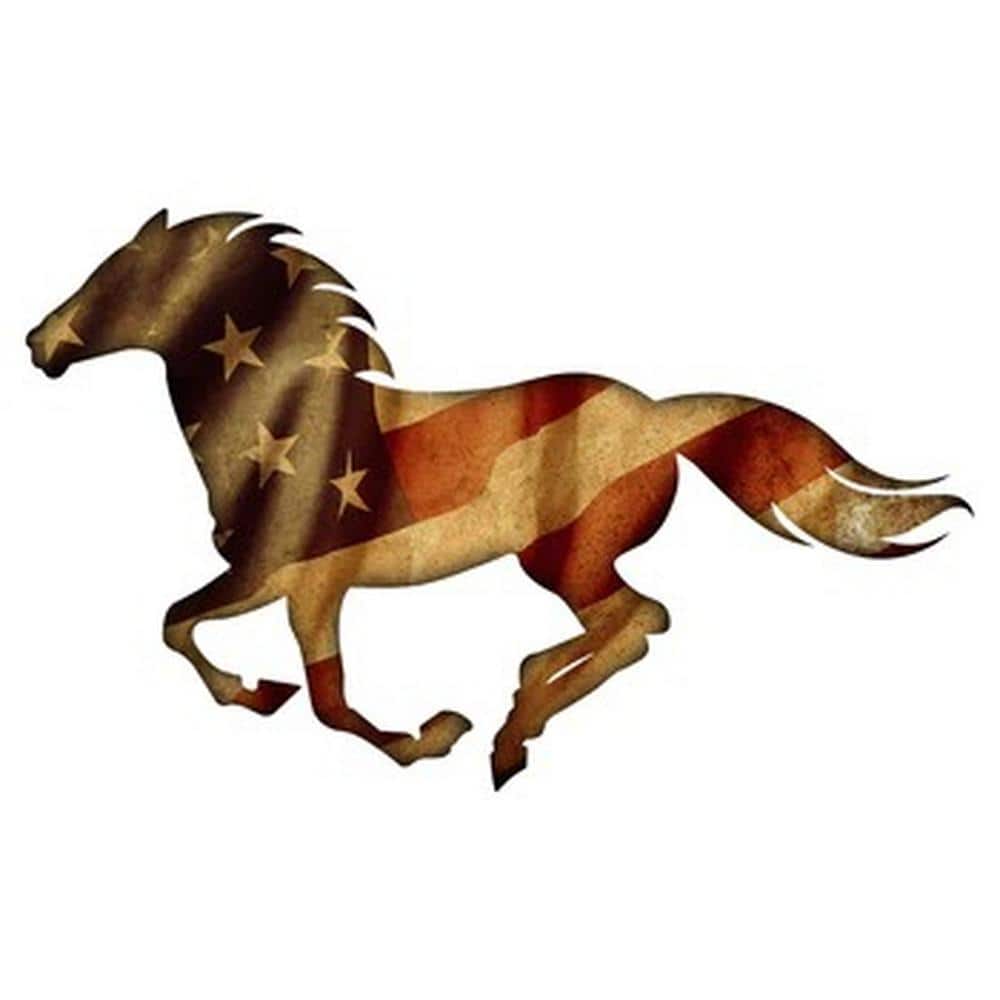 Patriotic Running Horse Steel Wall Art